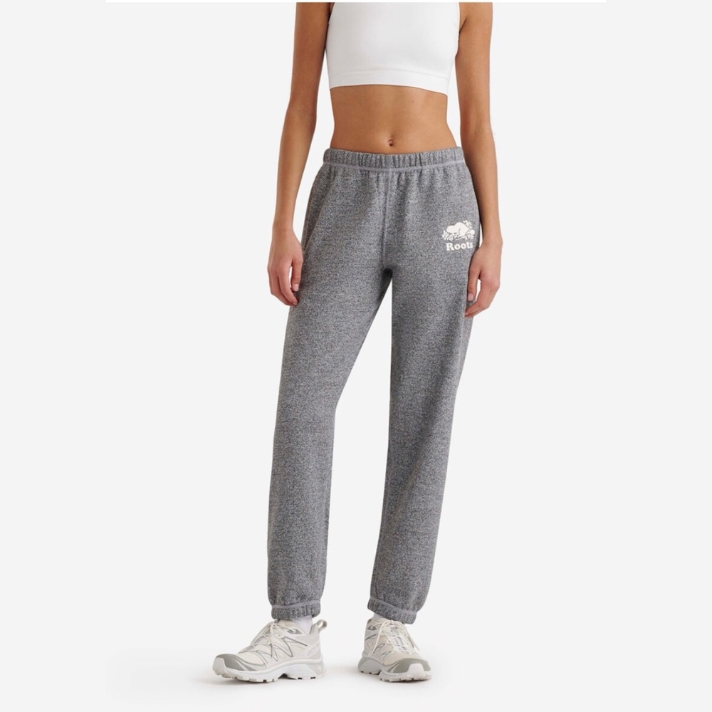 Roots Canada Women's Organic Original Sweatpants in Salt & Pepper  (No Size Tag)